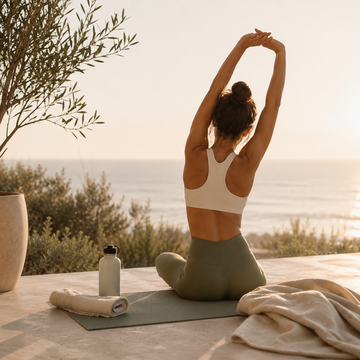 Femme en mouvement dans un environnement naturel