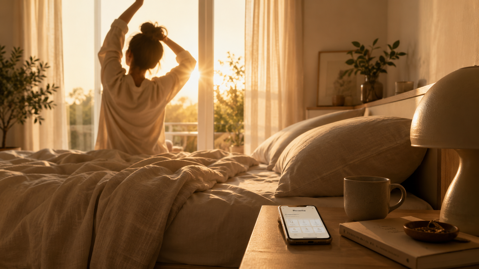 Femme profitant d’un moment calme le matin